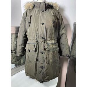 Rocawear Women's 3XL Green Parka Winter Jacket with Fur Trim Hood